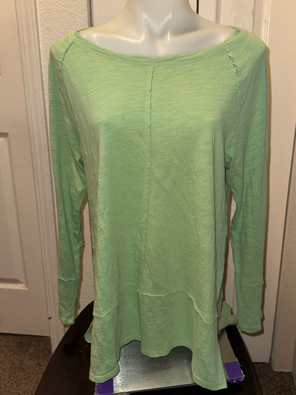Soft Surroundings Light Green Long Sleeve Scoop Neck Tunic